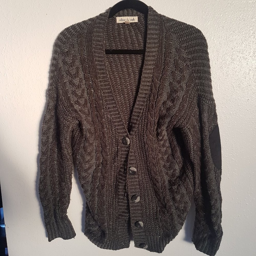 Olive & Oak Gray Oversized Knit Cardigan